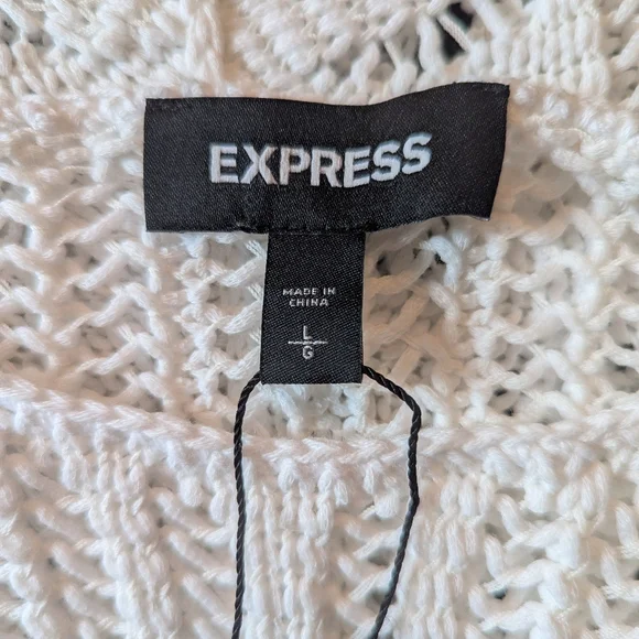 Express Open-Knit Sleeveless Sweater in White, Size Large - Picture 5 of 7
